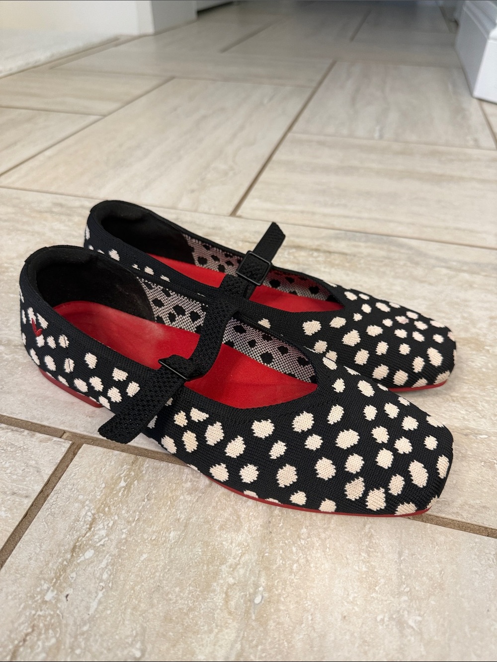 VIVAIA Square-Toe Mary Janes (Margot Mary-Jane) Flats Dots EU 39.5 US 8.5 - Picture 2 of 16